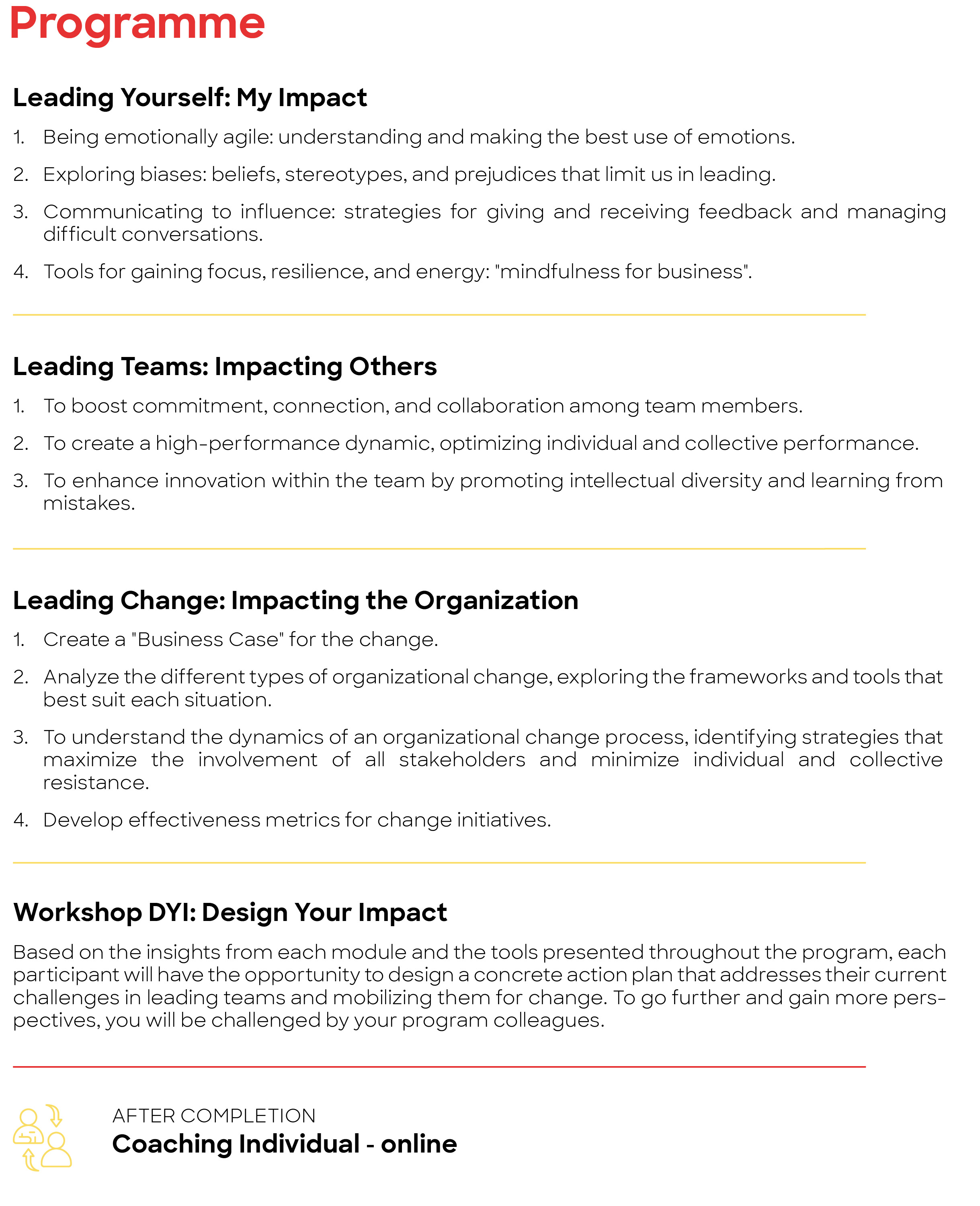 Site Leading People Change Programme